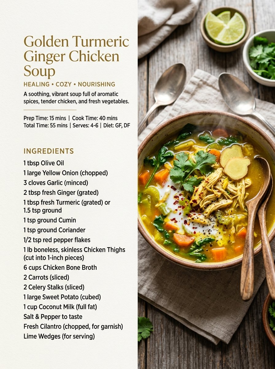 Golden Turmeric Ginger Healing Chicken Soup